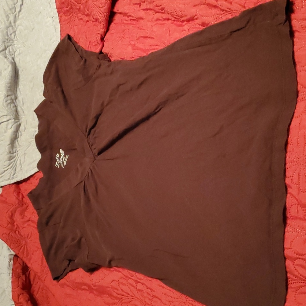 Vintage brown Zoey and Beth short sleeve V neck casual shirt